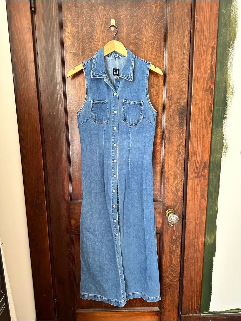 Vintage 90s Gap Sleeveless Blue Denim Maxi Dress